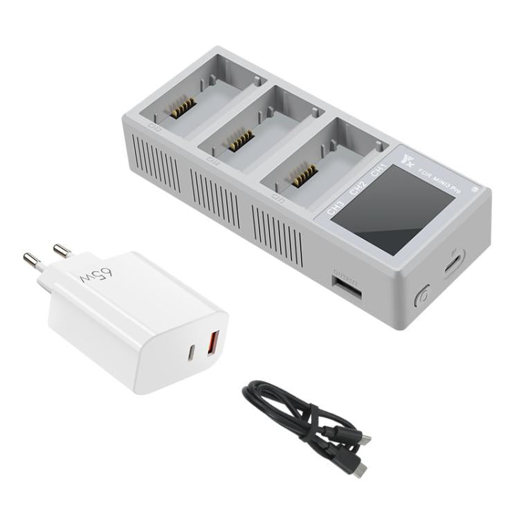For DJI Mini 4 Pro / Mini 3 Pro / Mini 3 YX Color Screen 3-Way Charger Battery Manager With 65W EU Plug - free shipping - PMC Jewellery - Order now!