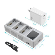 For DJI Mini 4 Pro / Mini 3 Pro / Mini 3 YX Color Screen 3-Way Charger Battery Manager Without Plug
