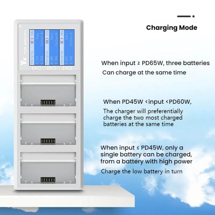 For DJI Mini 4 Pro / Mini 3 Pro / Mini 3 YX Color Screen 3-Way Charger Battery Manager Without Plug - free shipping - PMC TechLife - Order now!