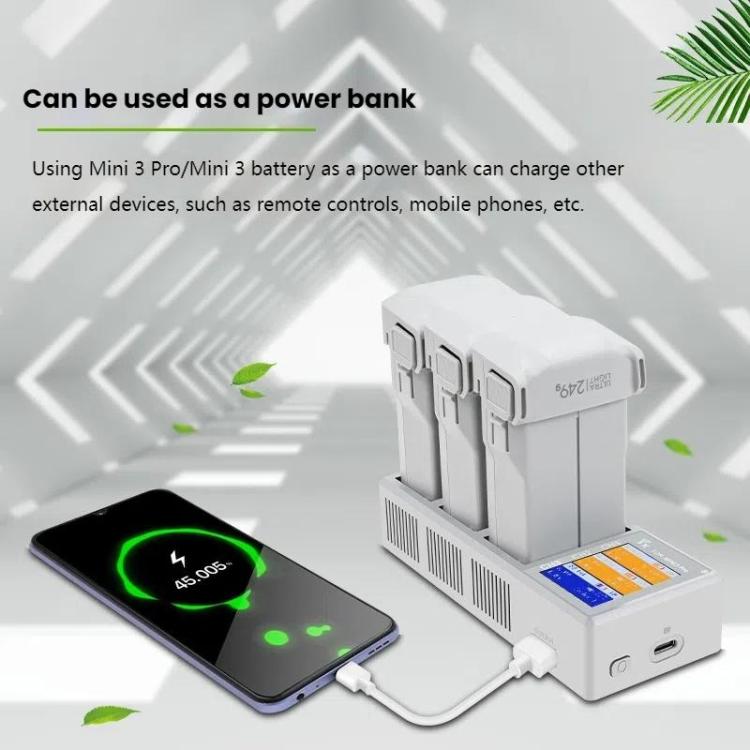 For DJI Mini 4 Pro / Mini 3 Pro / Mini 3 YX Color Screen 3-Way Charger Battery Manager Without Plug - free shipping - PMC TechLife - Order now!