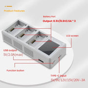 For DJI Mini 4 Pro / Mini 3 Pro / Mini 3 YX Color Screen 3-Way Charger Battery Manager With 65W EU Plug