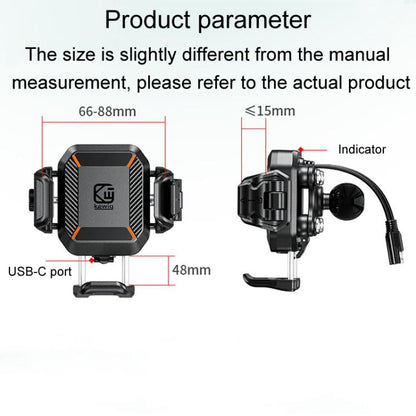 Kewig M33-A5 Outdoor Riding Shock Absorbing Anti-Theft 15W QI Wireless Charger Cell Phone Mounting Bracket(Horizontal Bar Model) - free shipping - PMC Jewellery - Order now!