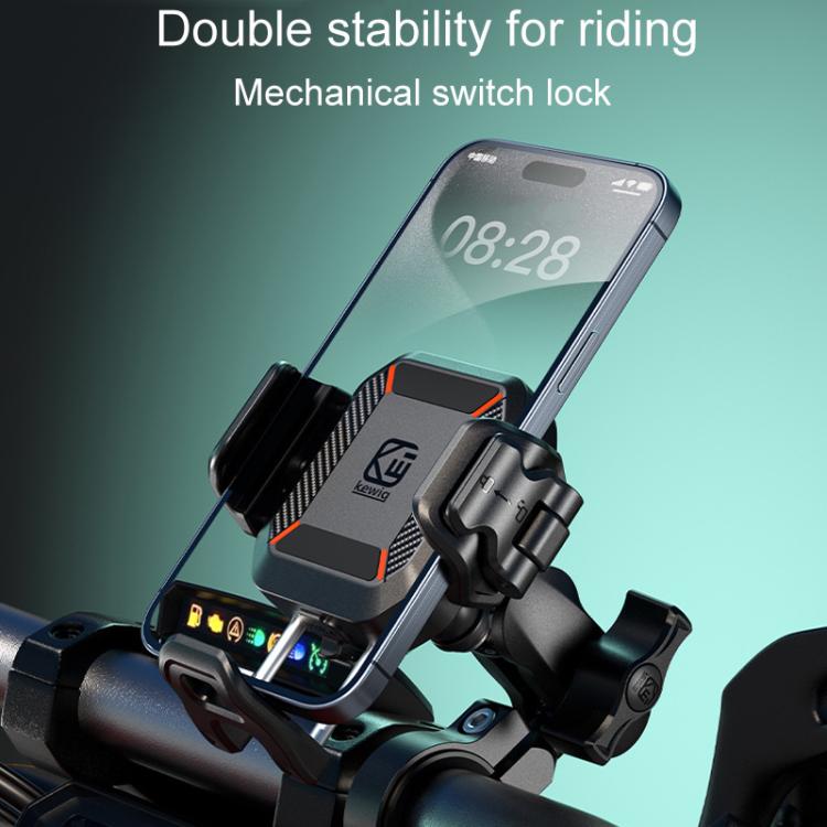 Kewig M33-A5 Outdoor Riding Shock Absorbing Anti-Theft 15W QI Wireless Charger Cell Phone Mounting Bracket(Horizontal Bar Model) - free shipping - PMC Jewellery - Order now!