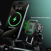 Kewig M33-A5 Outdoor Riding Shock Absorbing Anti-Theft 15W QI Wireless Charger Cell Phone Mounting Bracket(Horizontal Bar Model)