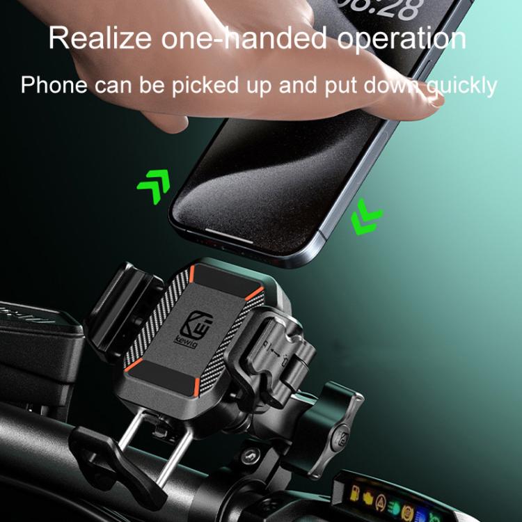 Kewig M33-A5 Outdoor Riding Shock Absorbing Anti-Theft 15W QI Wireless Charger Cell Phone Mounting Bracket(Horizontal Bar Model) - free shipping - PMC Jewellery - Order now!