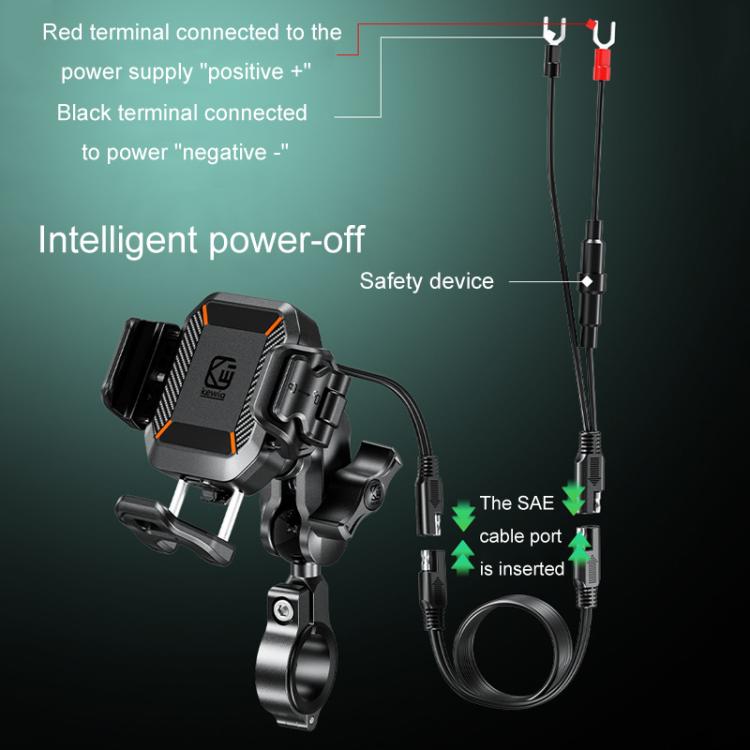 Kewig M33-A5 Outdoor Riding Shock Absorbing Anti-Theft 15W QI Wireless Charger Cell Phone Mounting Bracket(Horizontal Bar Model) - free shipping - PMC TechLife - Order now!