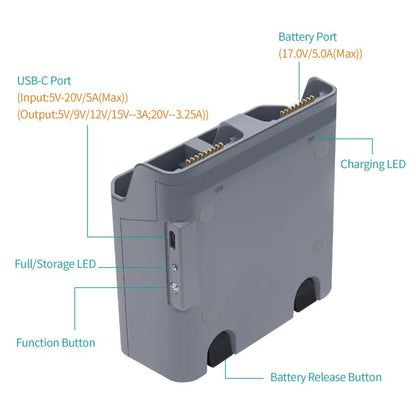 For DJI Air 3S /Air 3 YX Two-Way Charger Battery Manager(Light Gray) - free shipping - PMC Jewellery - Order now!