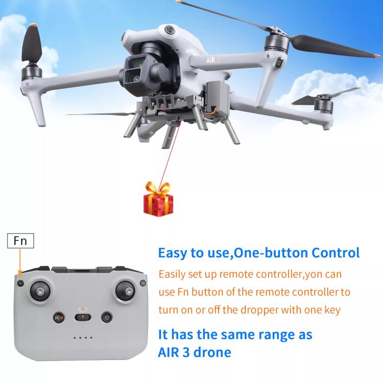 For DJI Air 3S / Air 3 Drone YX Airdrop System Rechargeable Thrower Load 500g(Gray)