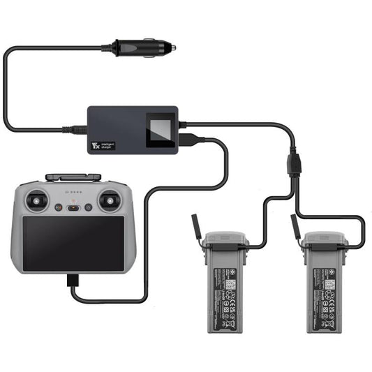 For DJI Air 3S /Air 3 YX Digital Display Car Charger Charge 2 Batteries At the Same Time(Black) - free shipping - PMC Jewellery - Order now!