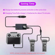 For DJI Air 3S /Air 3 YX Digital Display Car Charger Charge 2 Batteries At the Same Time(Black)