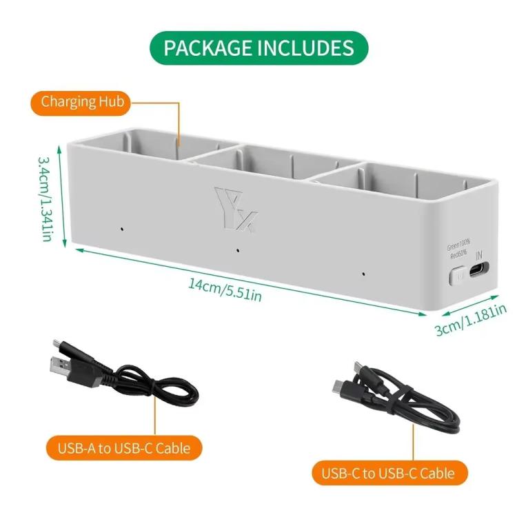 For DJI Avata 2 YX Charger 3-way Charging Butler Supports PD 65W(Silver Gray) - free shipping - PMC Jewellery - Order now!