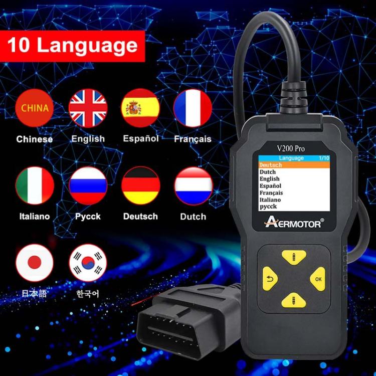 AERMOTOR V200PRO Car Troubleshooter Engine Inspection Scanner Readout Card ELM327 Battery Inspection Tool(Black) - free shipping - PMC Jewellery - Order now!