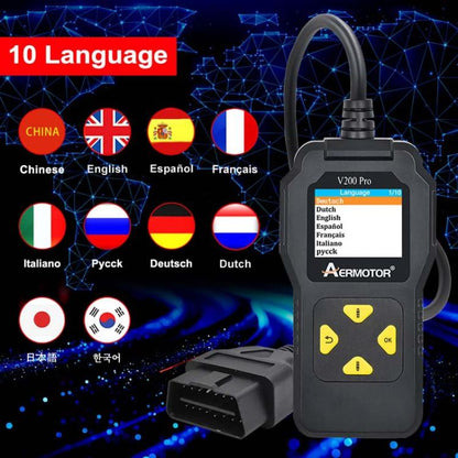 AERMOTOR V200PRO Car Troubleshooter Engine Inspection Scanner Readout Card ELM327 Battery Inspection Tool(Black) - free shipping - PMC Jewellery - Order now!