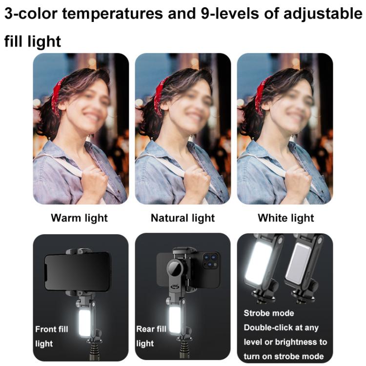 TokQi Q18 Desktop Wireless Remote Control Handheld Gimbal Stabilizer Fill Light Selfie Stick Tripod(Black) - free shipping - PMC TechLife - Order now!