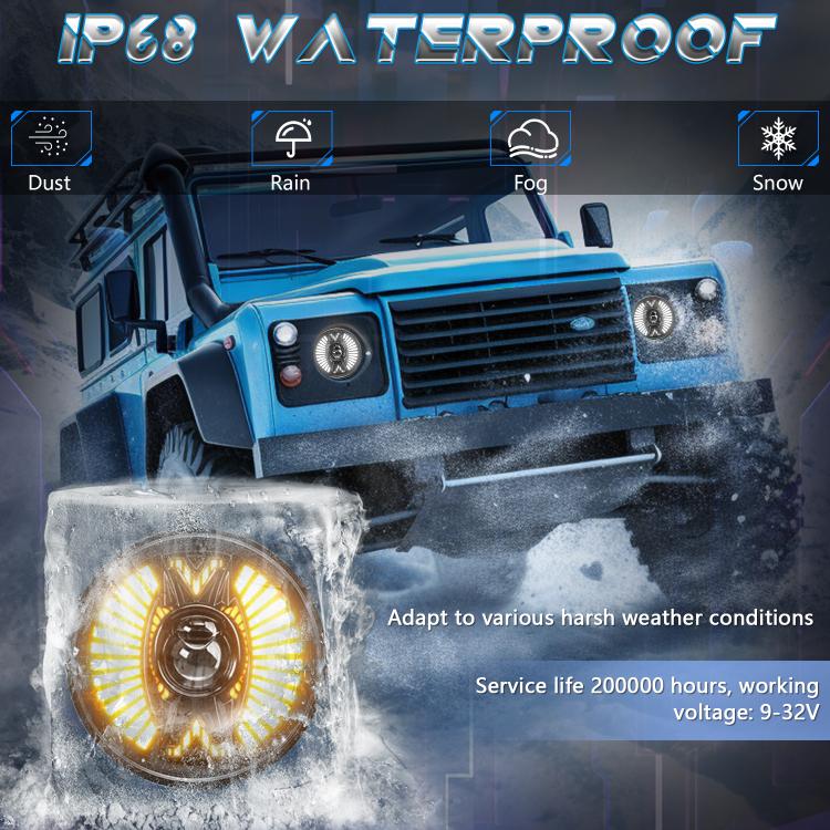 7 Inch Round Lens With Tangent Fan-Shaped Angel Eye Headlights(H4) - free shipping - PMc TechLife - Order now!