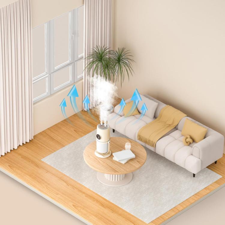 Desktop Dual Port Humidifier Portable Mini Air Purifier With Nightlight, Color: White+Base