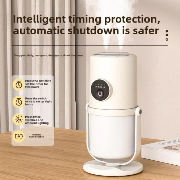 Desktop Dual Port Humidifier Portable Mini Air Purifier With Nightlight, Color: White+Base
