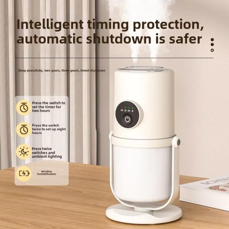 Desktop Dual Port Humidifier Portable Mini Air Purifier With Nightlight, Color: Beige