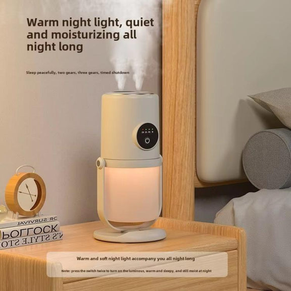 Desktop Dual Port Humidifier Portable Mini Air Purifier With Nightlight, Color: White+Base