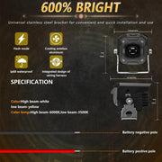 Motorcycle Spotlight Strobe 6 Modes With Control Cable Set(SK1 POR)