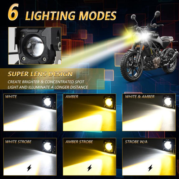 Motorcycle Spotlight Strobe 6 Modes With Control Cable Set(SK1 POR)
