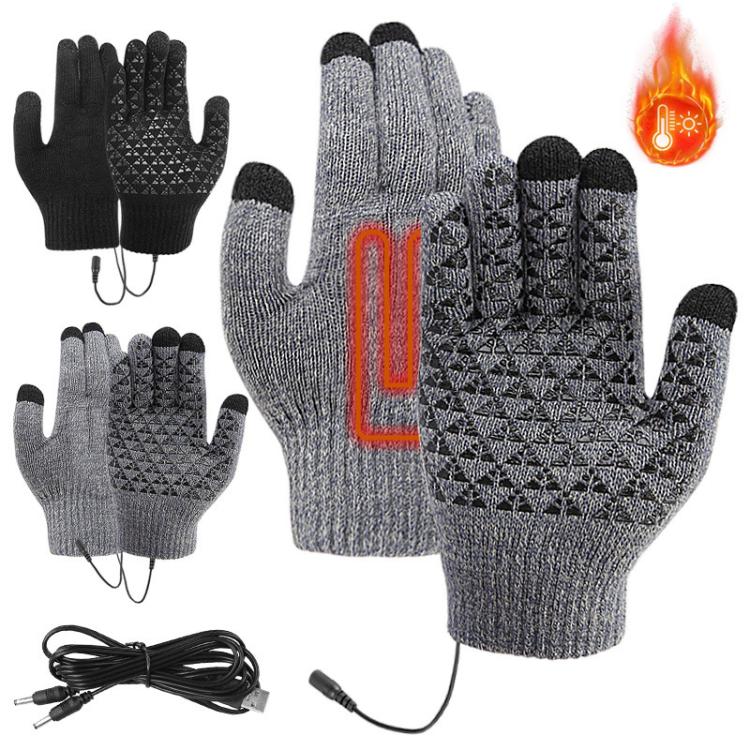 USB Heating Electric Warm Gloves Students Internet Writing Game Thickened Full Finger Knitted Heated Gloves, Size: Uniform(Black) - Safety Gloves by PMC TechLife | Online Shopping South Africa | PMC TechLife | Buy Now Pay Later Mobicred