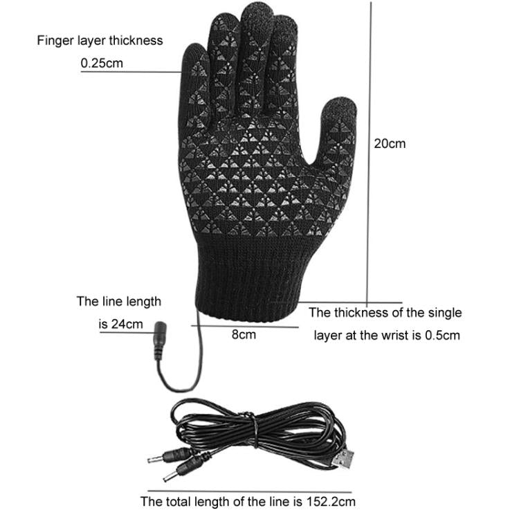 USB Heating Electric Warm Gloves Students Internet Writing Game Thickened Full Finger Knitted Heated Gloves, Size: Uniform(Black) - Safety Gloves by PMC TechLife | Online Shopping South Africa | PMC TechLife | Buy Now Pay Later Mobicred
