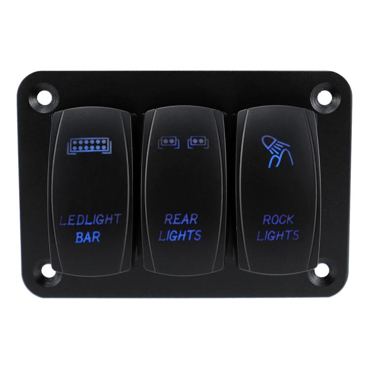 Blue Light Laser Engraved Panel Combination Switch For Car Boat, Specifications: 3-digit Panel - Car Switches by PMC TechLife | Online Shopping South Africa | PMC TechLife | Buy Now Pay Later Mobicred