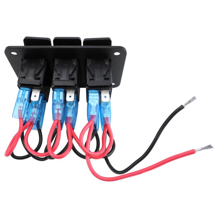Blue Light Laser Engraved Panel Combination Switch For Car Boat, Specifications: 3-digit Panel