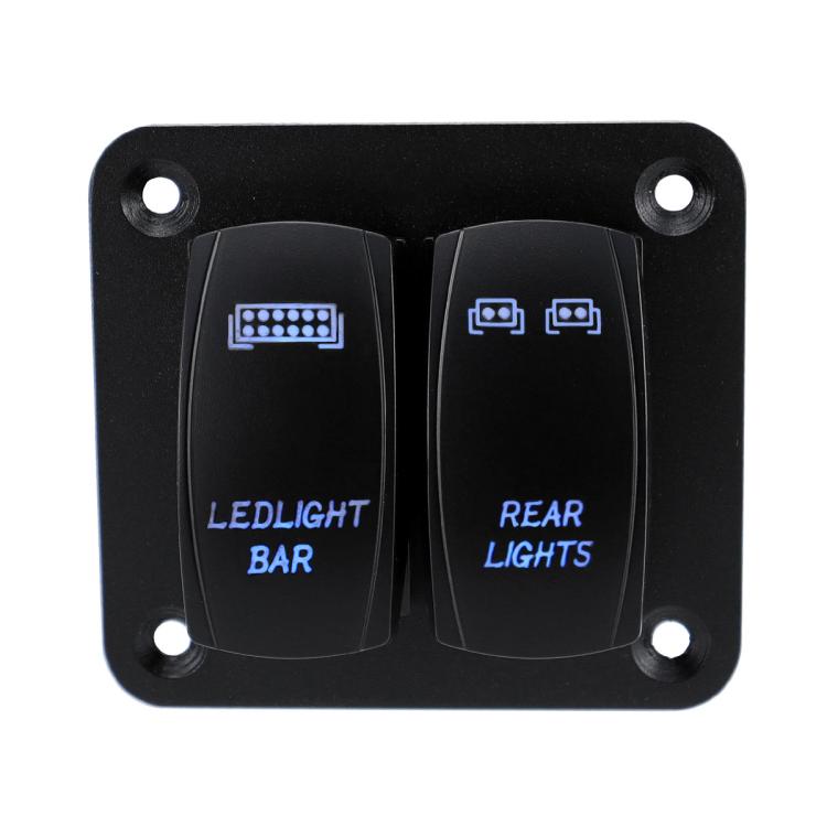 Blue Light Laser Engraved Panel Combination Switch For Car Boat, Specifications: 2-digit Panel - free shipping - PMC TechLife - Order now!