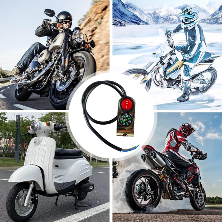 Motorbike Tap Handle Switch Compass Type Dual Flash High And Low Beam Spotlight Switch(Gold) - Electrical System by PMC TechLife | Online Shopping South Africa | PMC TechLife | Buy Now Pay Later Mobicred