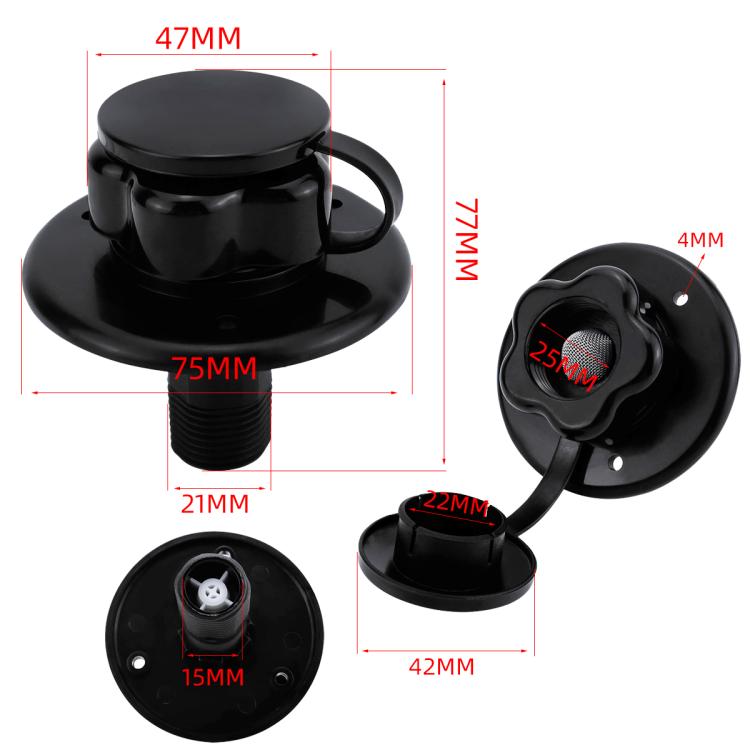 RV Ship Flange Threaded Leak-proof Water Inlet Connector Check Valve, Specifications: Black 2