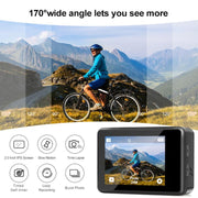 WIFI Wide-angle EIS Anti-shake Touch Color Dual-screen Remote Control Video Sports Camera(Q60TR)