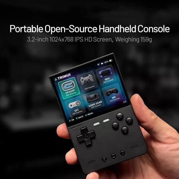 TRIMUI BRICK Open Source Pocket Console Portable Wireless Bluetooth HD Retro Arcade, Size: 256G(Black)