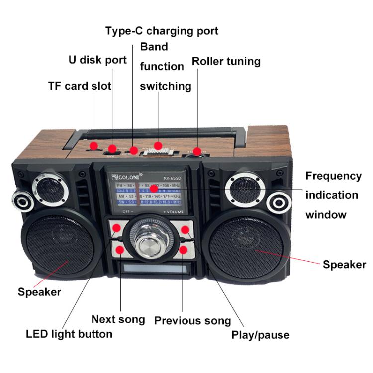COLON RX-65SD Solar Charging Stereo FM Radio Wireless Bluetooth Speaker(Random Color Delivery) - free shipping - PMC Jewellery - Order now!