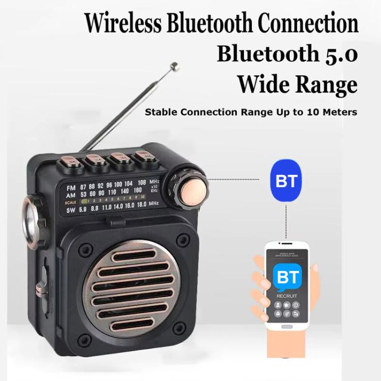 PuXing M8BT Mini Multi-band FM / AM / SW Radio with LED Flashlight - free shipping - PMC Jewellery - Order now!