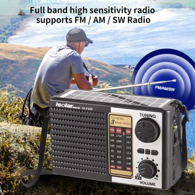 Isolariearth IS-F10S Solar Powered Full-Band FM / AM / SW Radio Bluetooth Speaker with Flashlight - free shipping - PMC Jewellery - Order now!