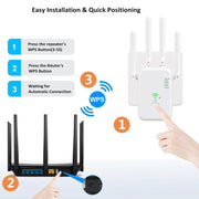 Urant U11 300Mbps 2.4G Wireless Repeater WiFi Signal Amplifier Support WPS Quick Setting EU Plug Black