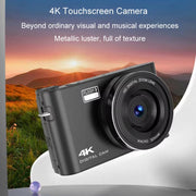 4K HD Touch Screen Digital Micro SLR Camera MP3 DSLR Camcorder 64MP Anti-Shake Vlogging Video Camera(Black)