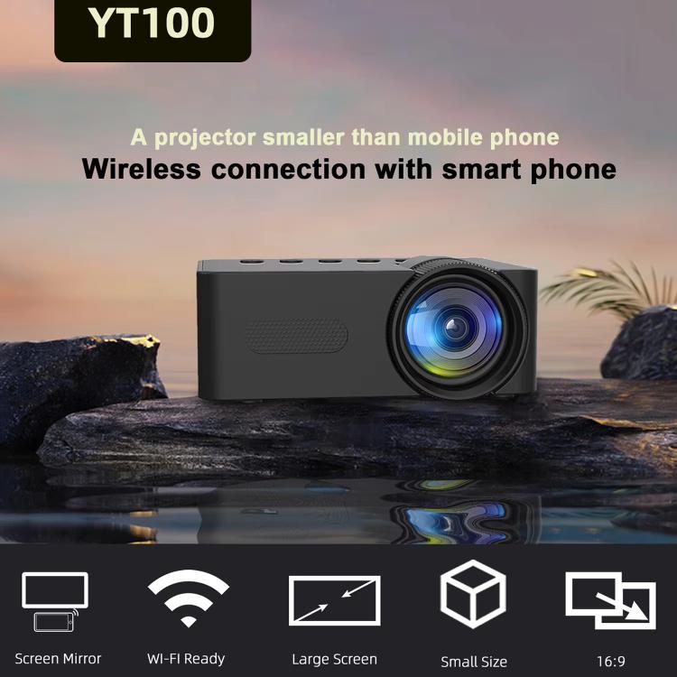YT100 Suppor 1080P Mini Portable Projector WiFi Wireless Mirroring For IOS Android Smartphone(White) - Mini Projector by PMC TechLife | Online Shopping South Africa | PMC TechLife | Buy Now Pay Later Mobicred