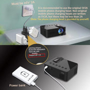 YT100 Suppor 1080P Mini Portable Projector WiFi Wireless Mirroring For IOS Android Smartphone(Black)