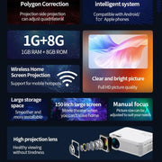 Z01 1080P 5G Bluetooth Projector Android 9.0 System Supports Mirroring Screen EU Plug