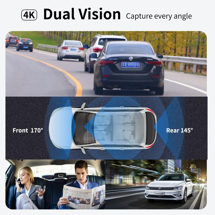 4K+1080P Driving Recorder Dual Front & Rear Recording WIFI Reversing Images(X16) - Car DVRs by PMC TechLife | Online Shopping South Africa | PMC TechLife | Buy Now Pay Later Mobicred
