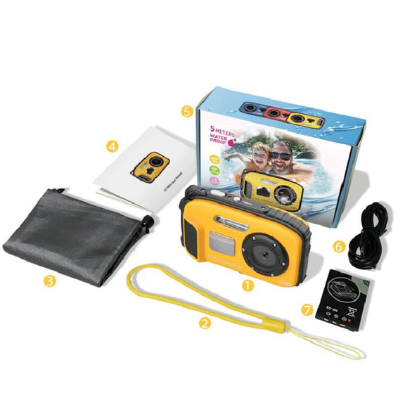 IP68 5m Water-resistant Sports Digital Camera Kids Student DV Camera(Yellow)
