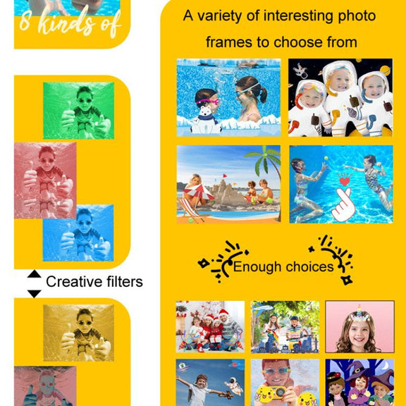 IP68 5m Water-resistant Sports Digital Camera Kids Student DV Camera(Yellow)