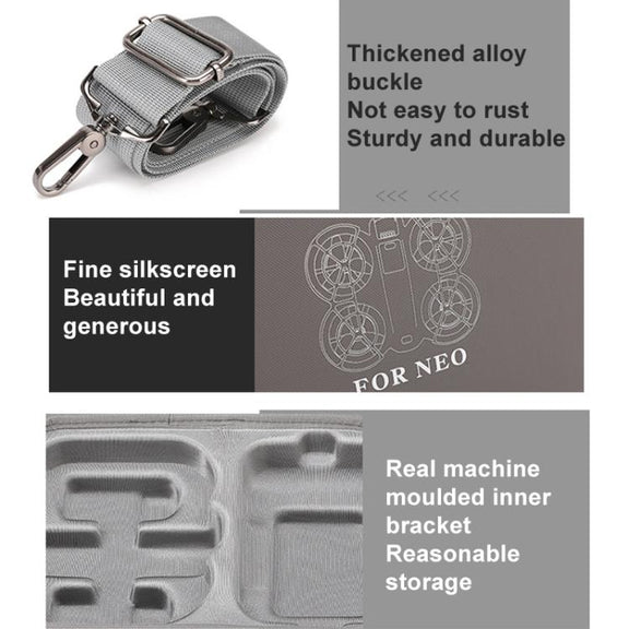 For DJI Neo BKANO NE-010 PU Storage Bag Hard Case Shoulder Bag(Gray)