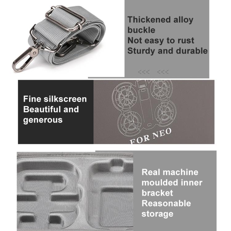 For DJI Neo BKANO NE-010 PU Storage Bag Hard Case Shoulder Bag(Gray)