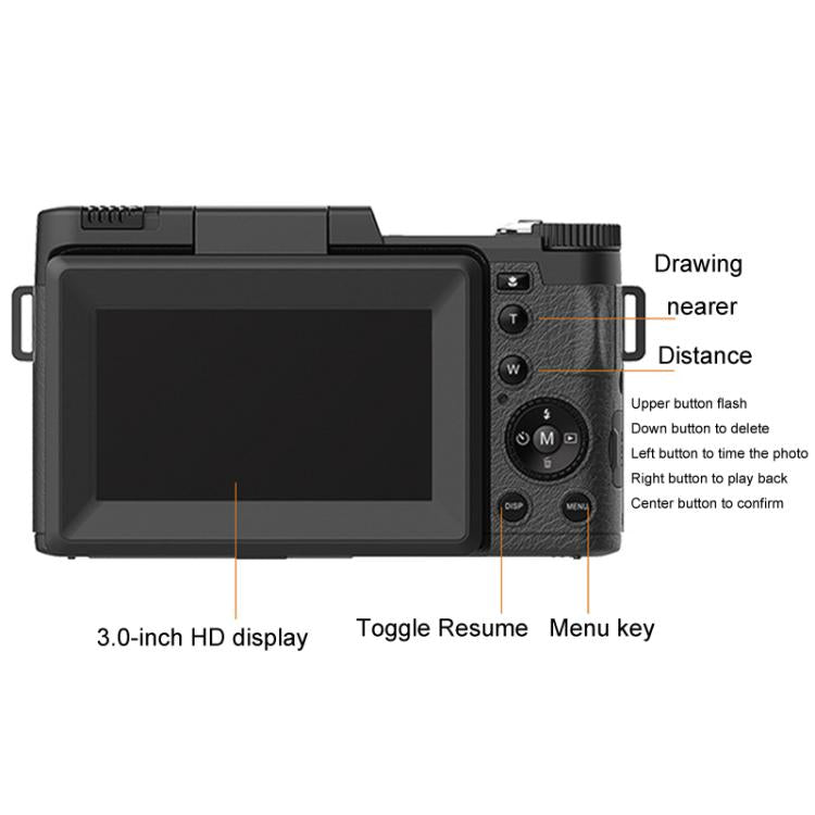 Micro SLR 5X Optical Zoom / 8X Digital Zoom Digital Camera 48MP HD Shooting VCR Photo Camera(Black)