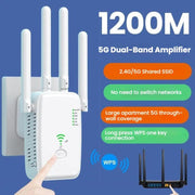 Urant U11 1200Mbps 2.4G&5.8G Wireless Repeater WiFi Signal Amplifier Support WPS Quick Setting UK Plug Black