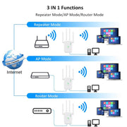 Urant U11 1200Mbps 2.4G&5.8G Wireless Repeater WiFi Signal Amplifier Support WPS Quick Setting US Plug Black